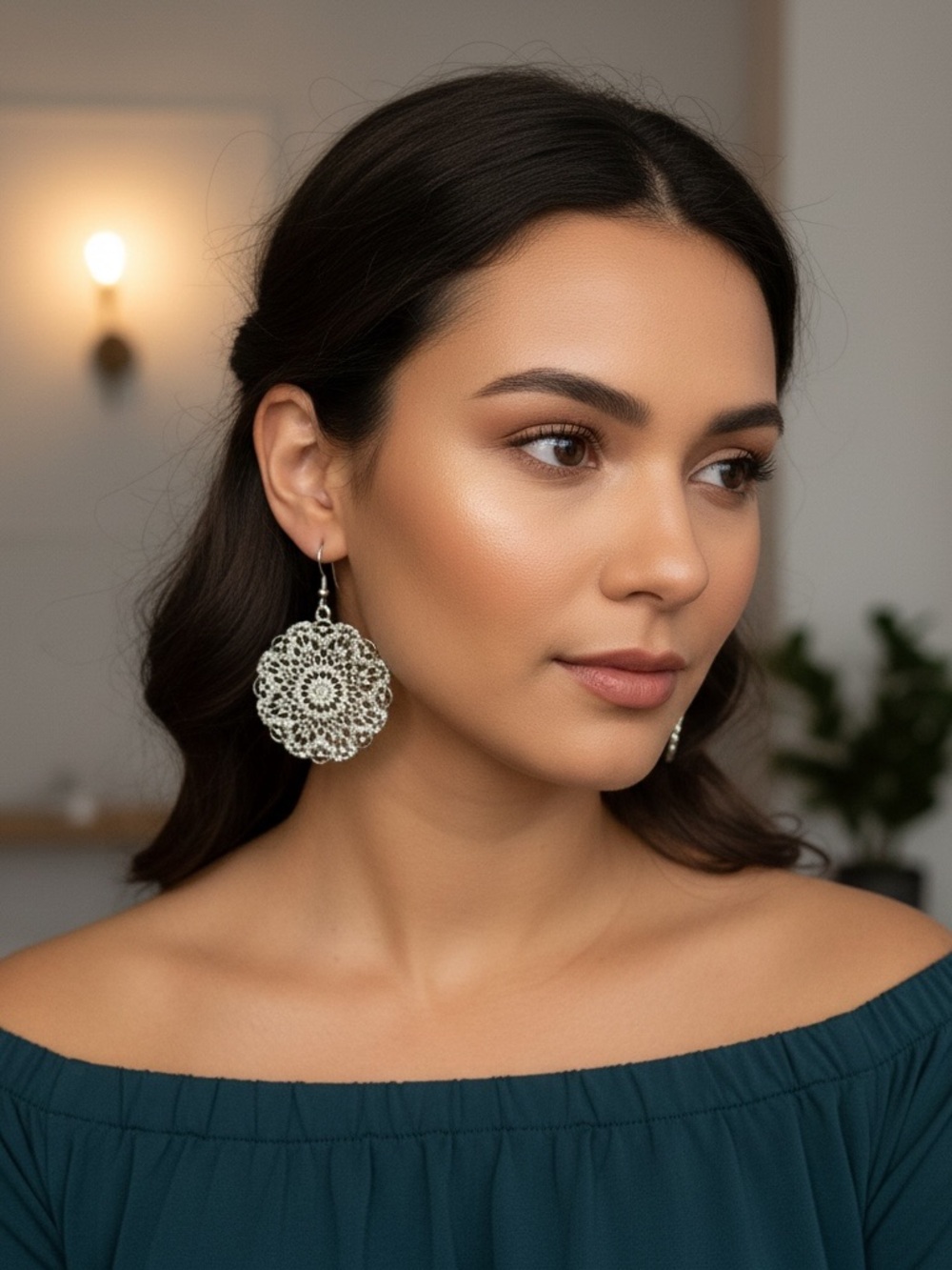 Delicate Filigree Drop Earrings - Silver